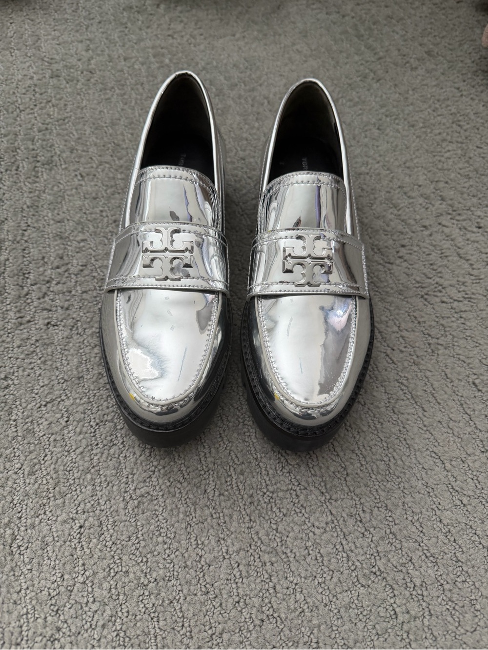 Tory Burch Lug-Sole Metallic loafers